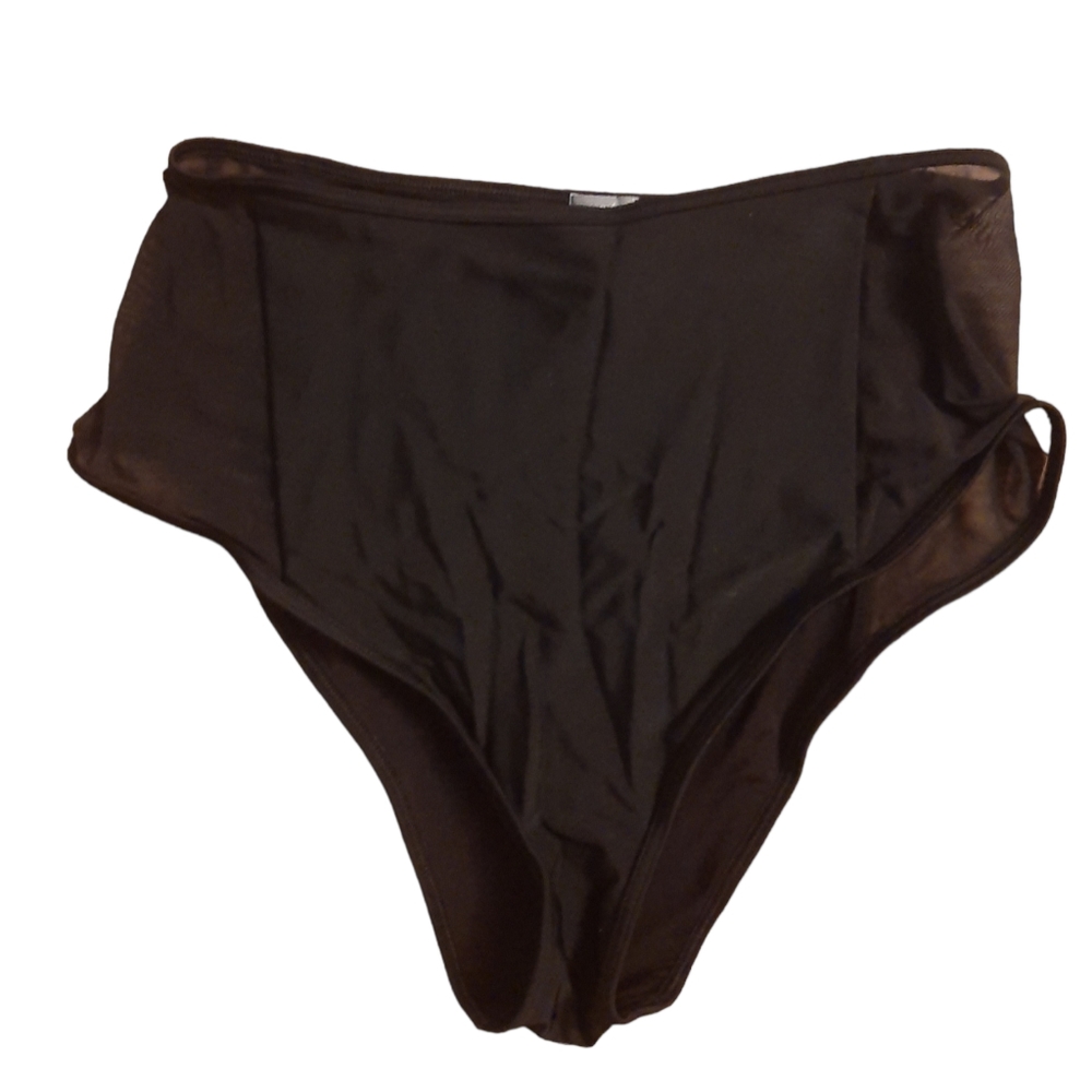 Arie full cover high waisted cross over black swim bottoms M